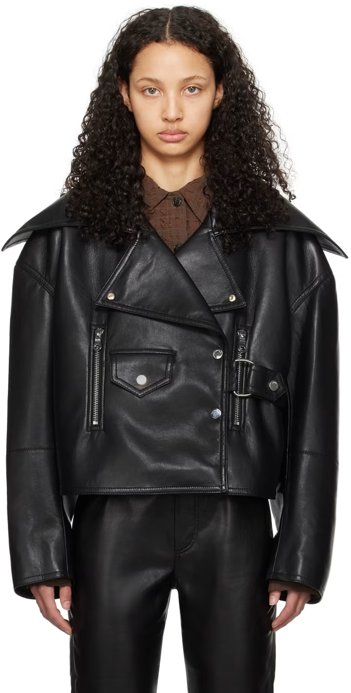 Nanushka + Black Ado Leather Jacket