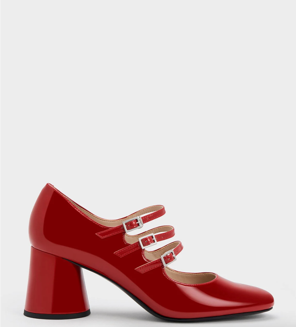Charles & Keith + Claudie Patent Buckled Mary Janes – Red