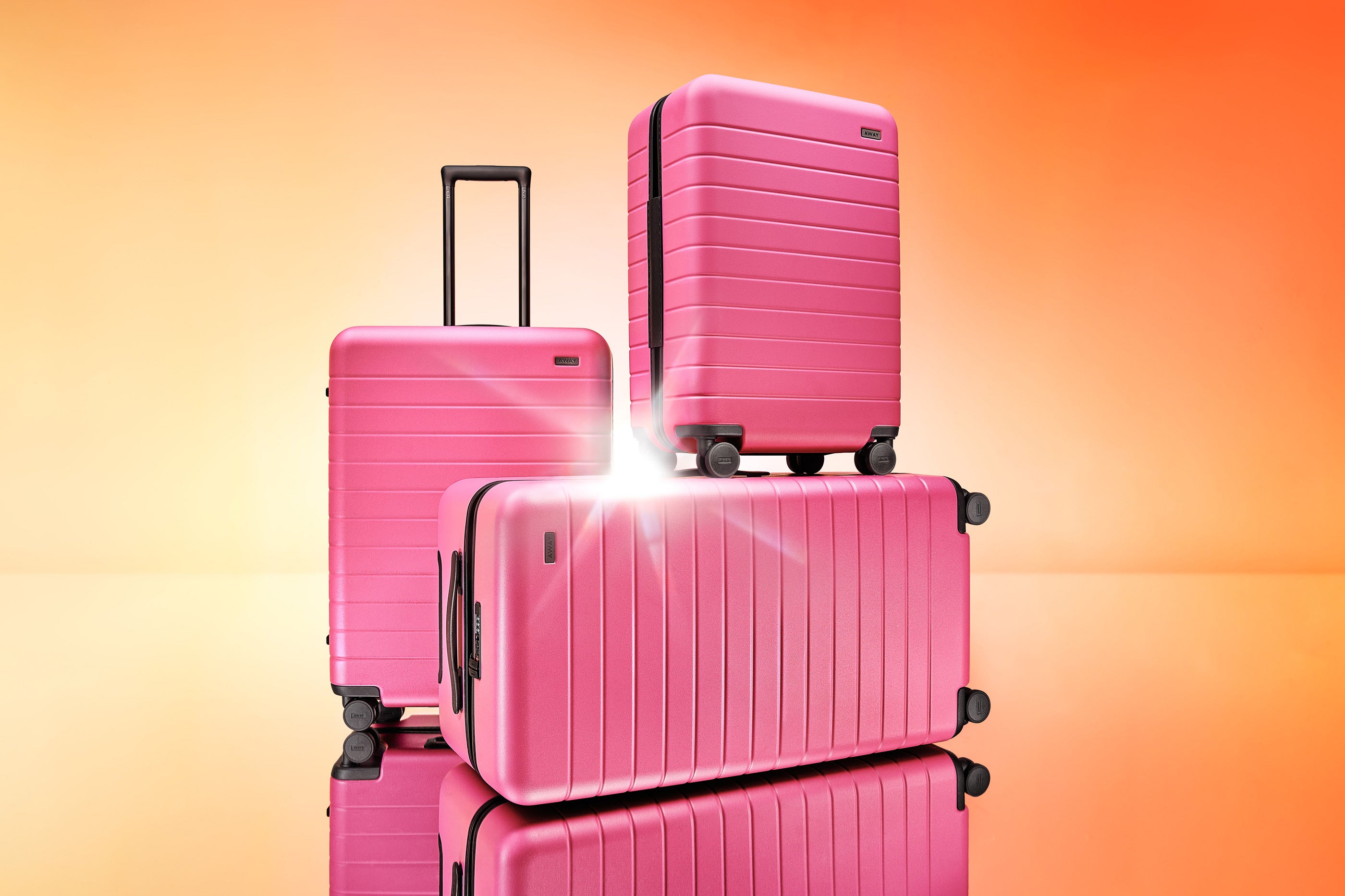 pink and red away suitcase