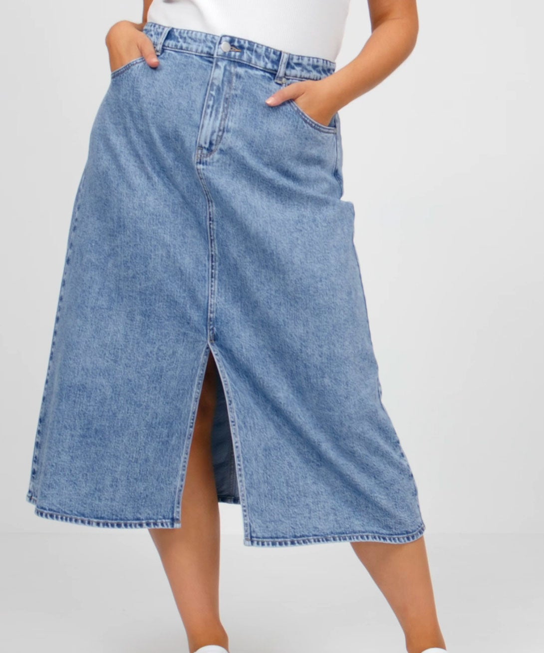 Commonry + The A-Line Midi Denim Skirt