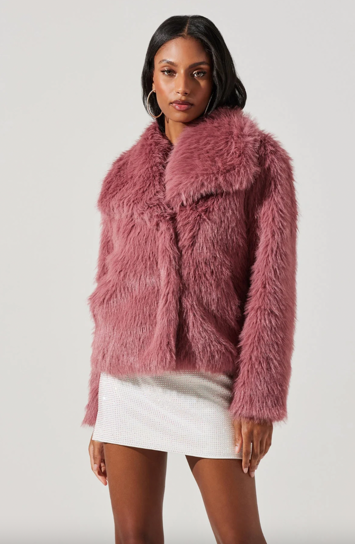 Women's Pink Coats, Faux Fur, Suede & Shearling Pink Coats