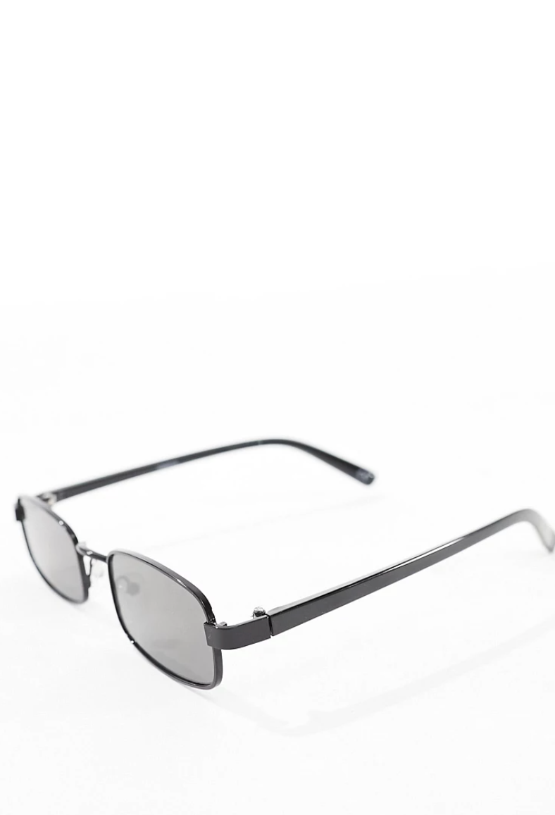 Asos Design Square 90s Metal Sunglasses In Black 