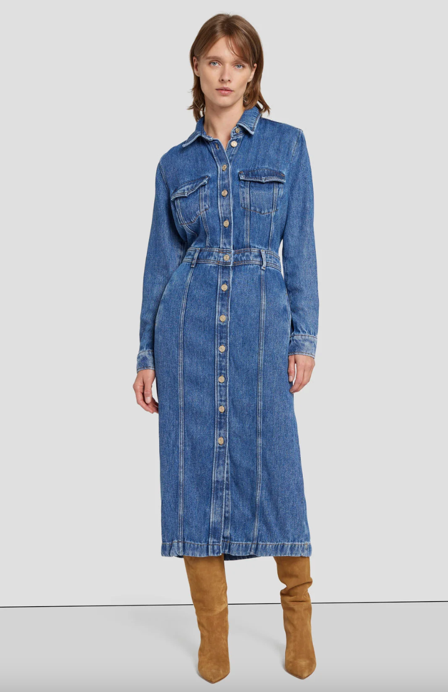 7 For All Mankind + Denim Lustre Luxe Dress In Daylily