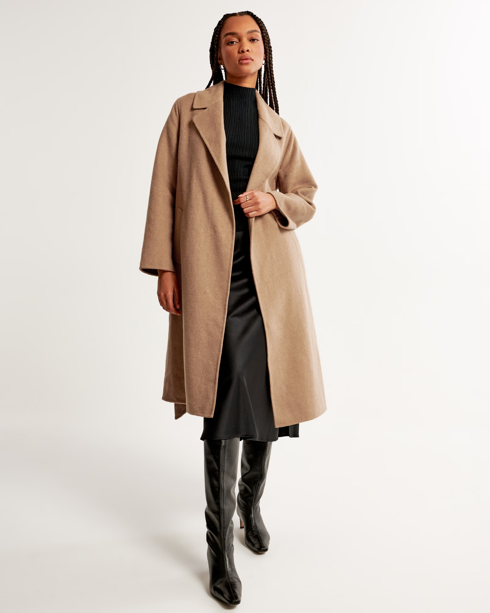 Abercrombie & Fitch + Wool-Blend Belted Blanket Coat