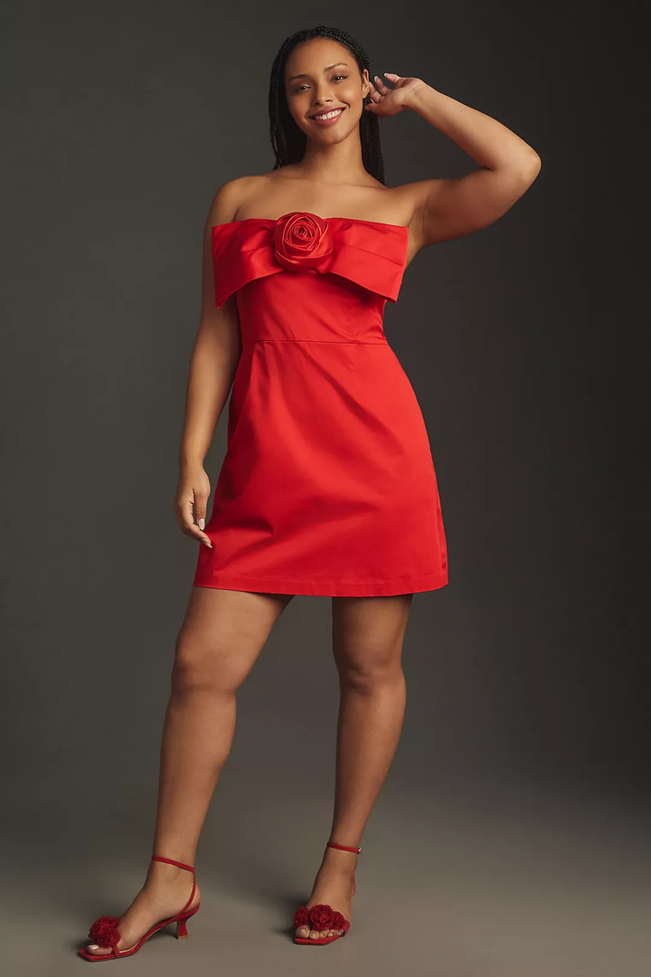 Shop Plus Size Falling Petal Cocktail Dress in Red