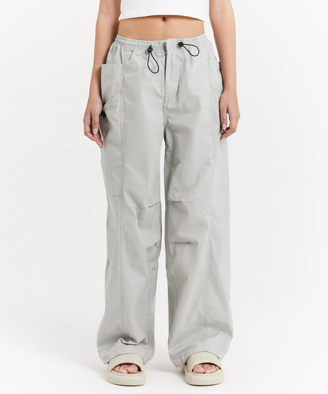 Khaki Twill Pocket Detail High Waist Cargo Trousers