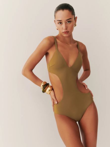 Frankies Bikinis + Croft Satin Cheeky One Piece Swimsuit