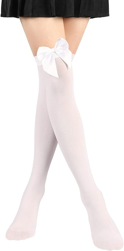 Satinior Satin Bow Thigh High Stockings