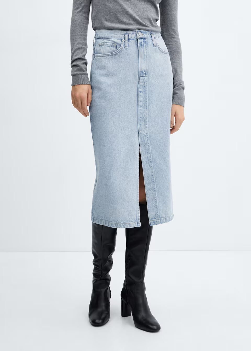 Mango + Denim midi-skirt