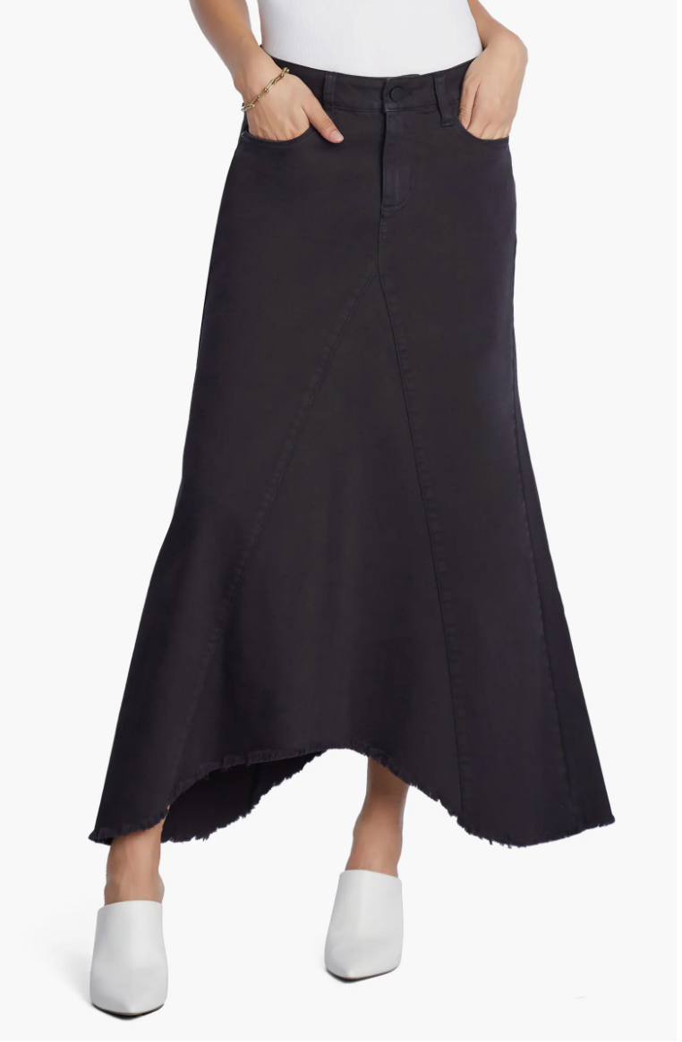 Wash Lab Denim + Selma Pieced Asymmetric Denim Maxi Skirt