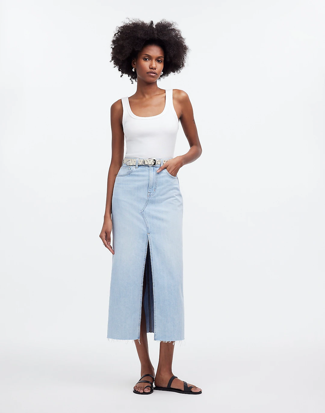 Madewell + The Rilee Denim Midi Skirt