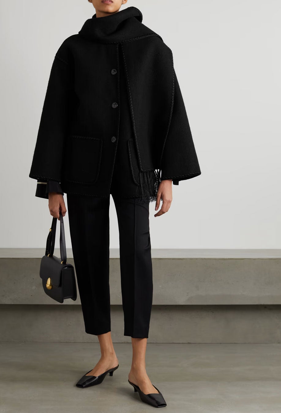 Toteme + Draped Fringed Wool-Blend Jacket