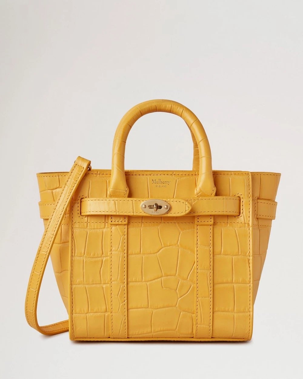 Mulberry + Micro Zipped Bayswater Yellow Matte Small Croc