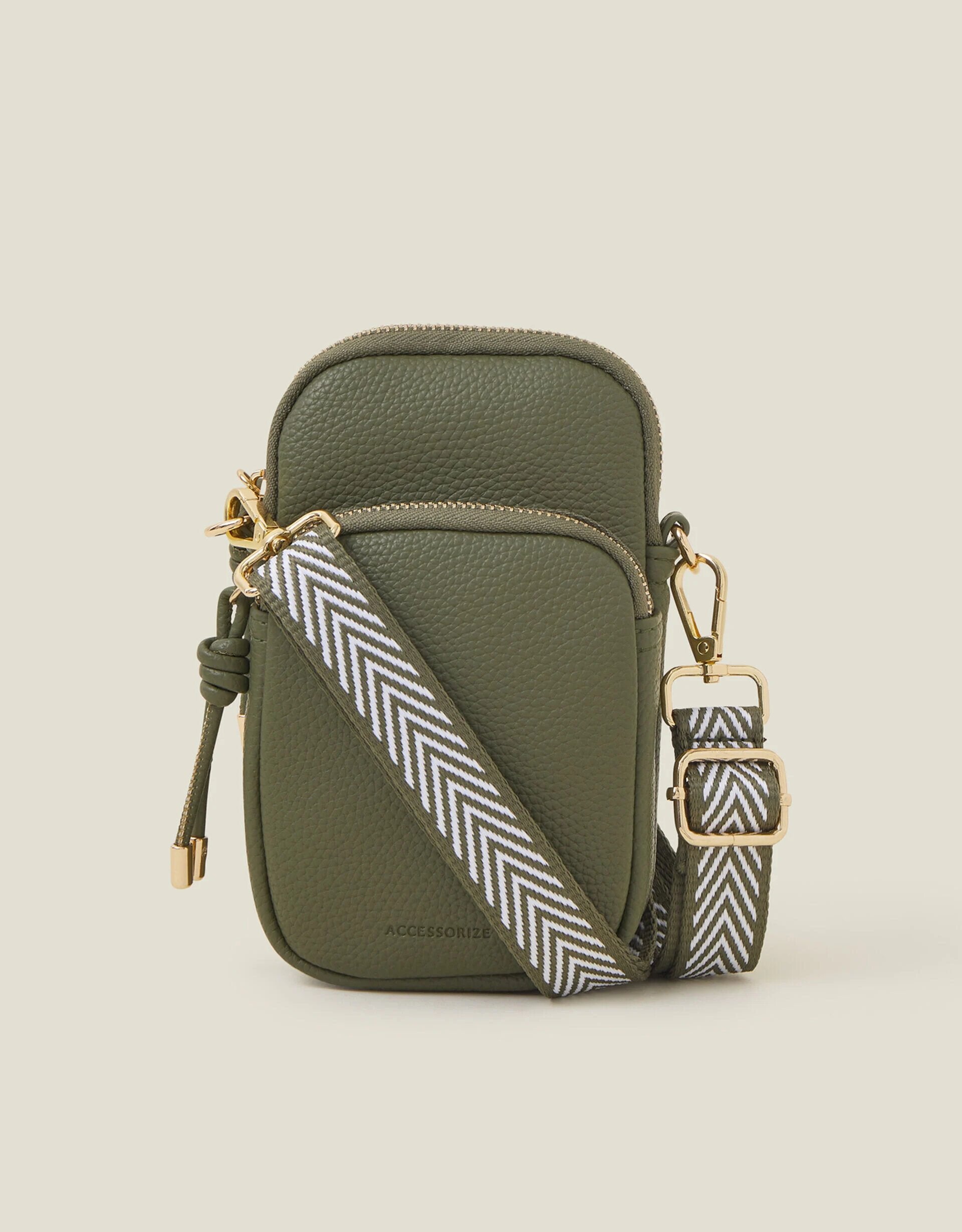 Accessorize + Webbing Strap Phone Bag Green