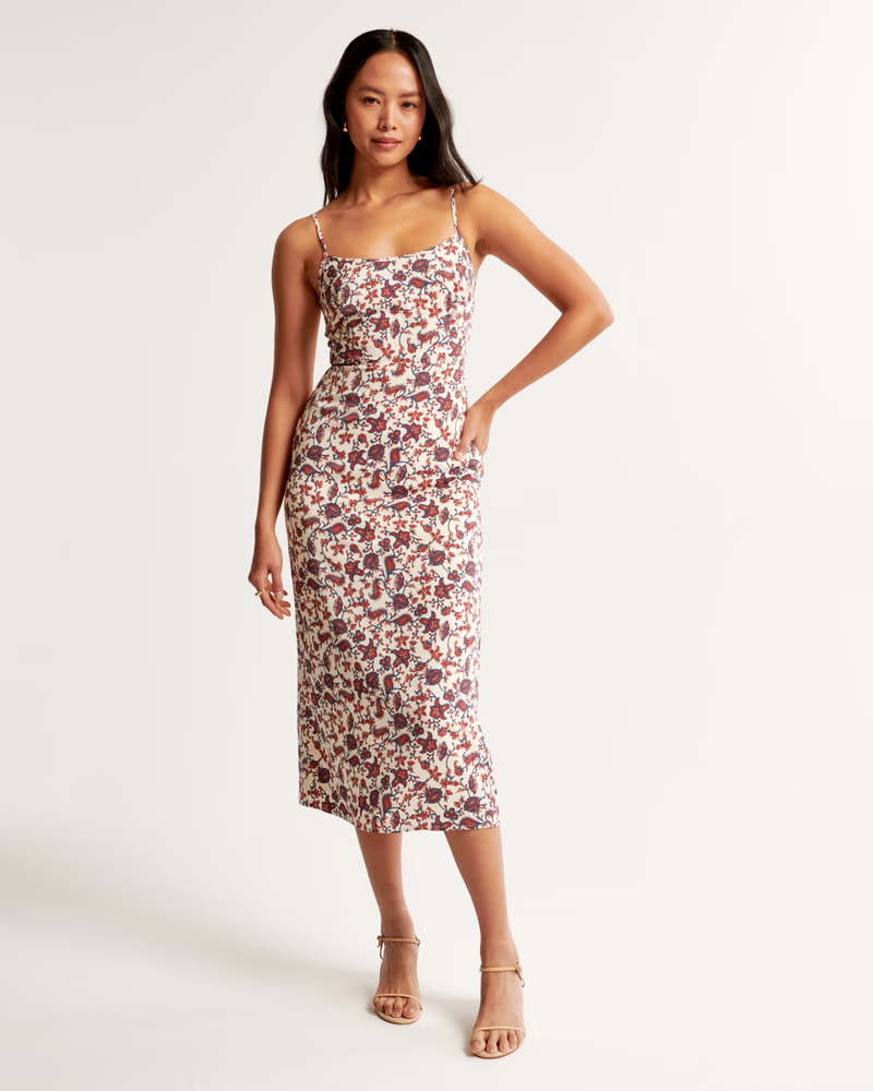 Abercrombie & Fitch + Scoopneck Slip Midi Dress