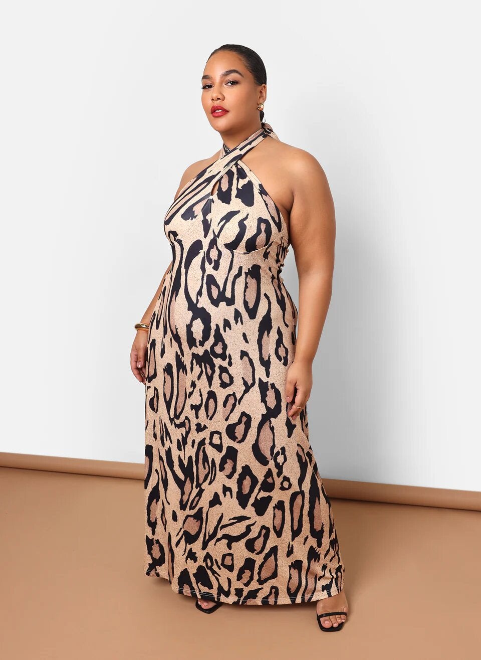 Rebdolls + Kenya Leopard Halter Maxi Slip Dress