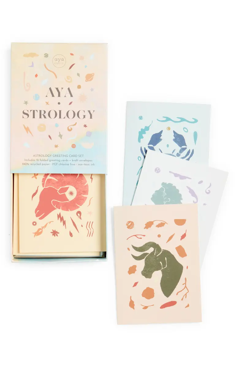 Aya Paper Co. + Set of 12 Astrology Greeting Cards