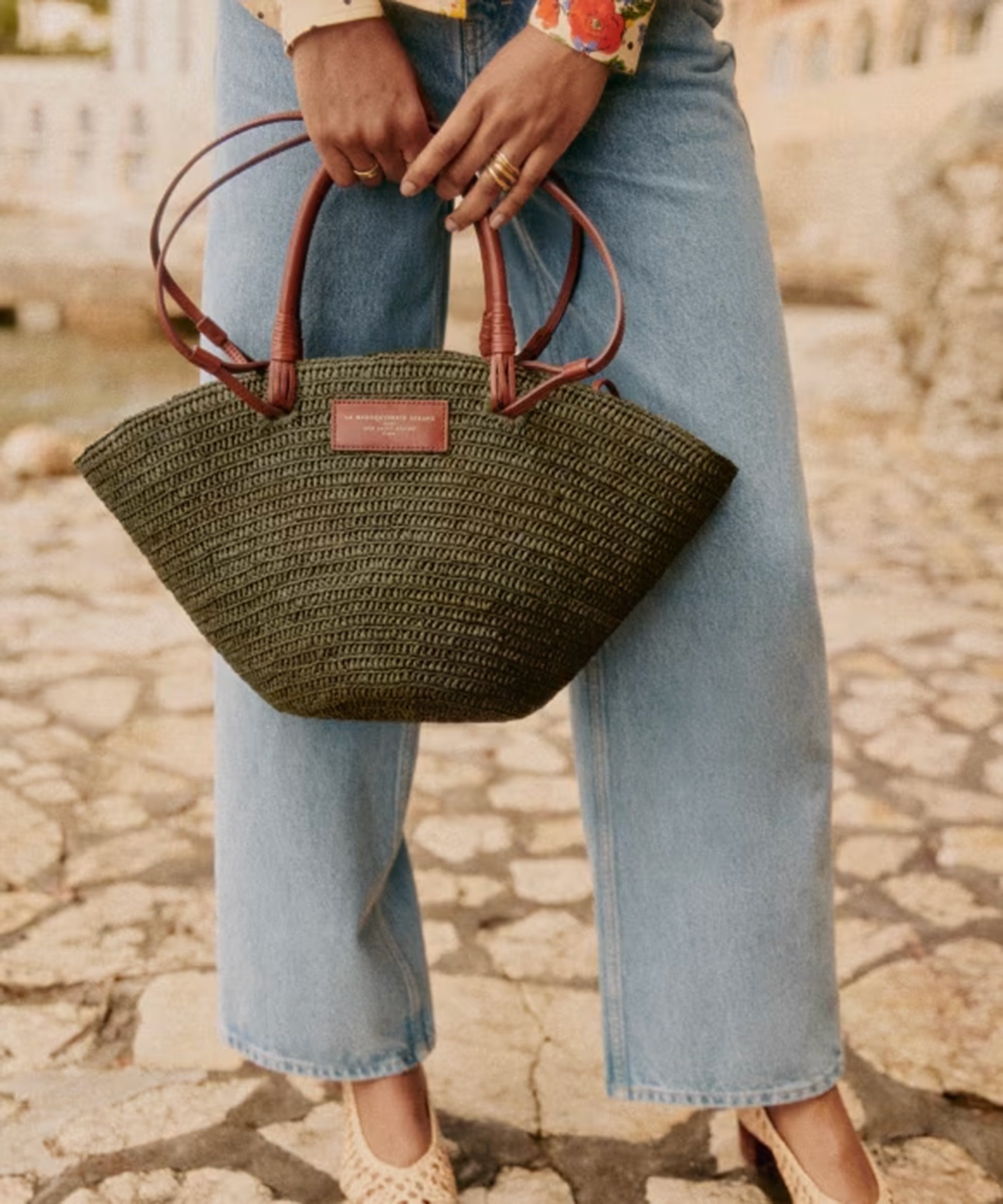 Grey straw bag online