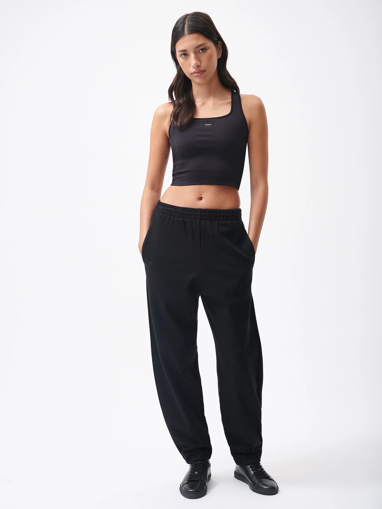 Pangaia + Recycled Wool Jersey Barrel-Leg Track Pants – Black