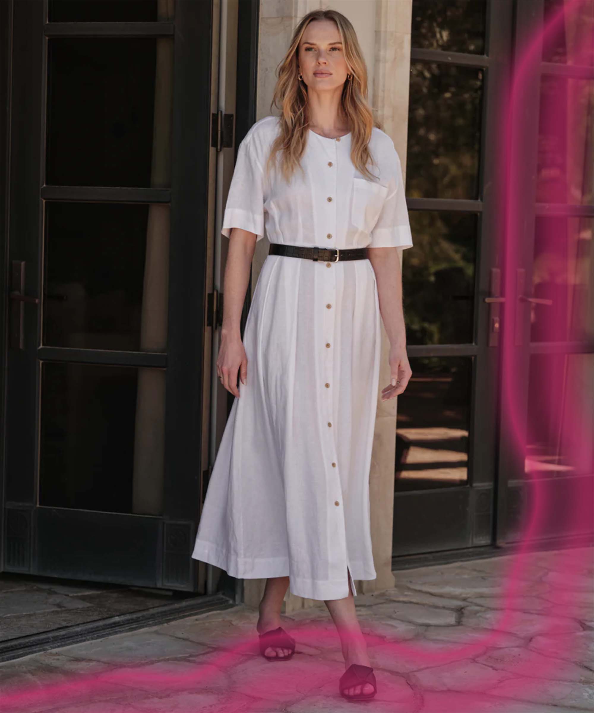 Linen summer dresses with sleeves hotsell