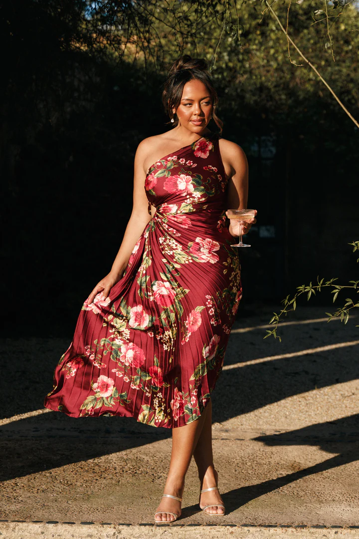 Pretty Little Thing + Red Leopard Print Frill Hem Midi Dress