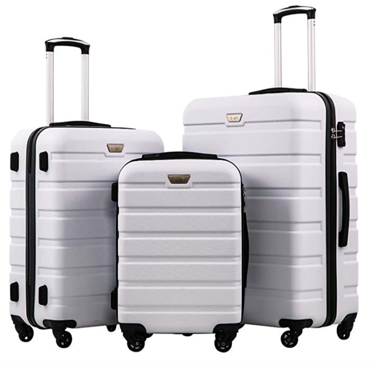 Coolife + 3-Pc Hardshell Luggage Set