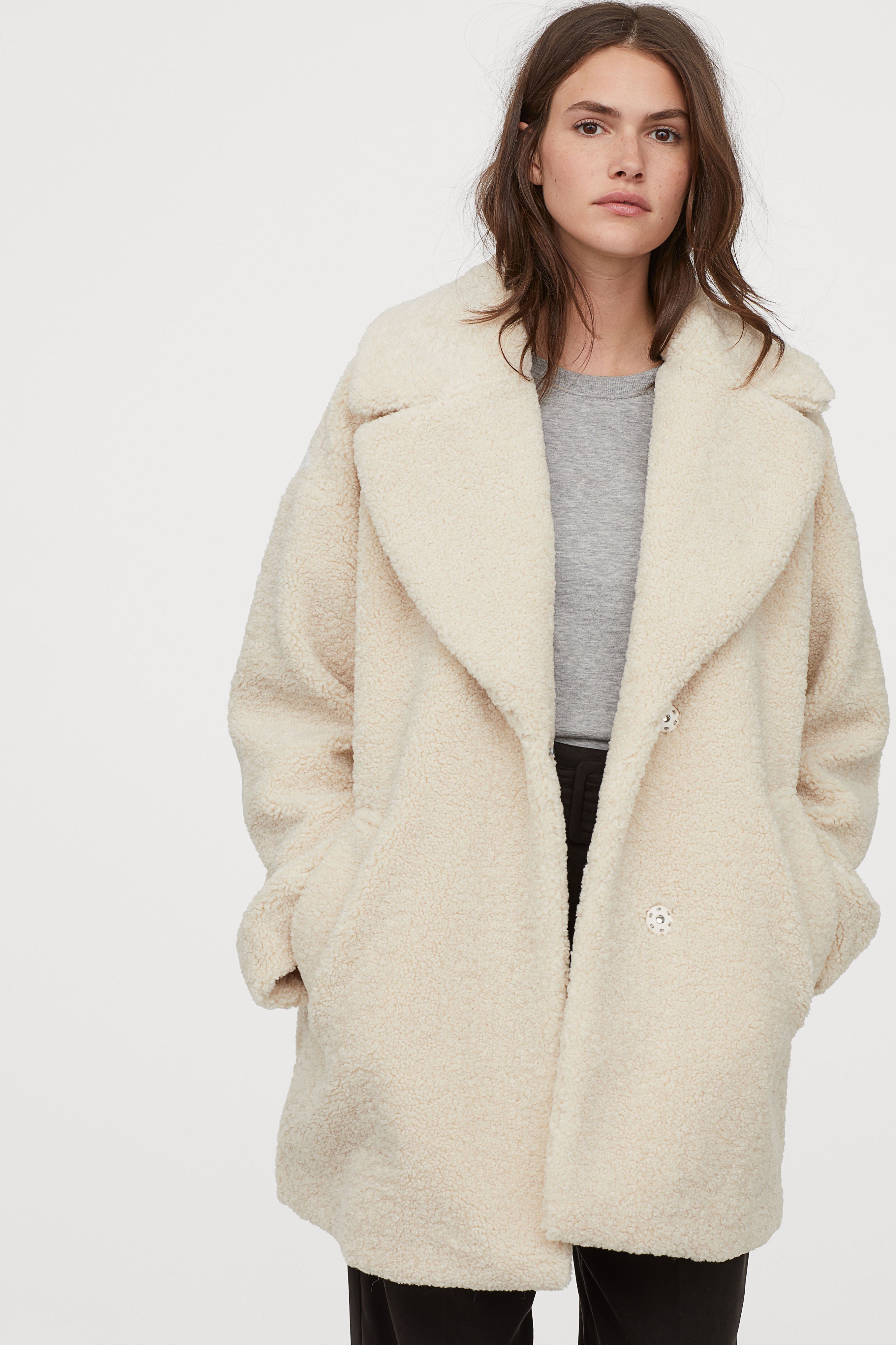 H&m short shop pile coat