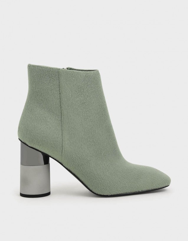 Charles & Keith + Concrete Heel Felt Ankle Boots