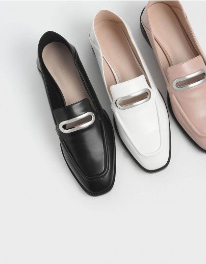 Charles & Keith + Metal Accent Step Back Penny Loafers