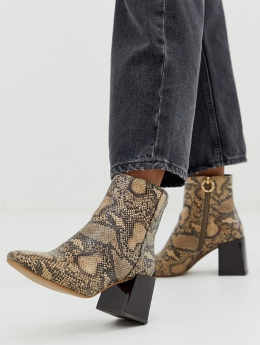snake print shoe boots