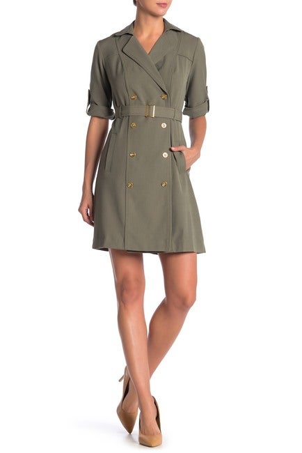 Sharagano double on sale breasted trench dress