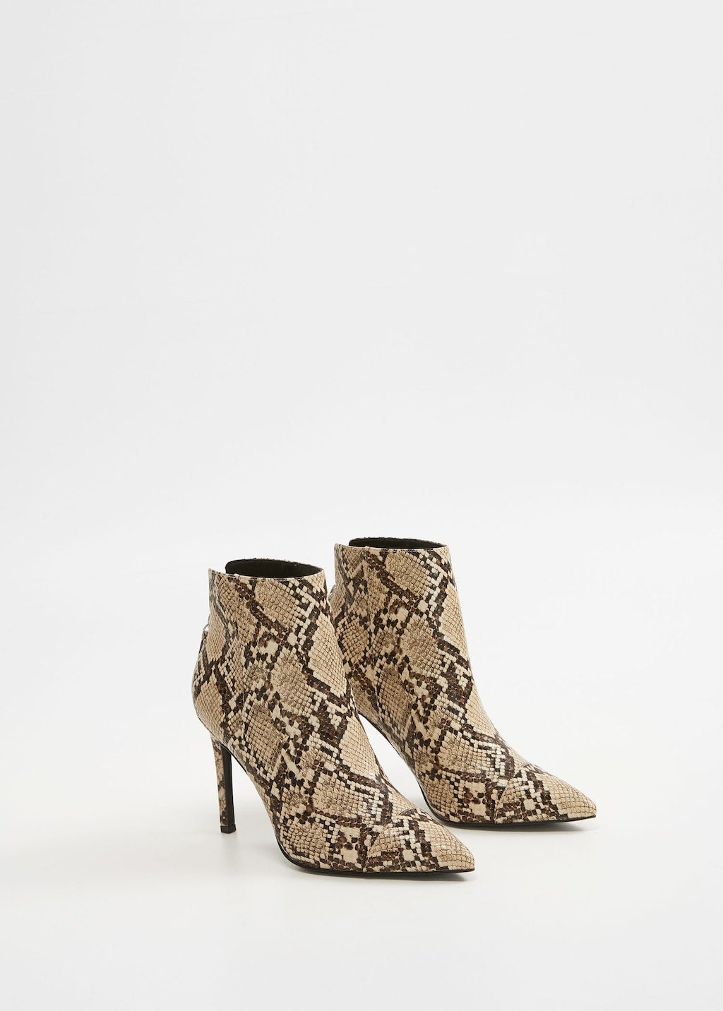 Violeta By Mango + Snake-Effect Ankle Boots