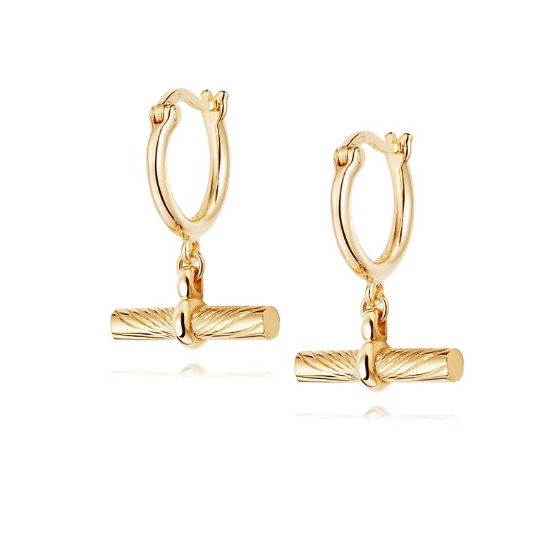 estée lalonde + T Bar Charm Earrings 18ct Gold Plate