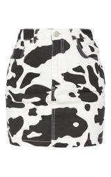 cow print denim mini skirt