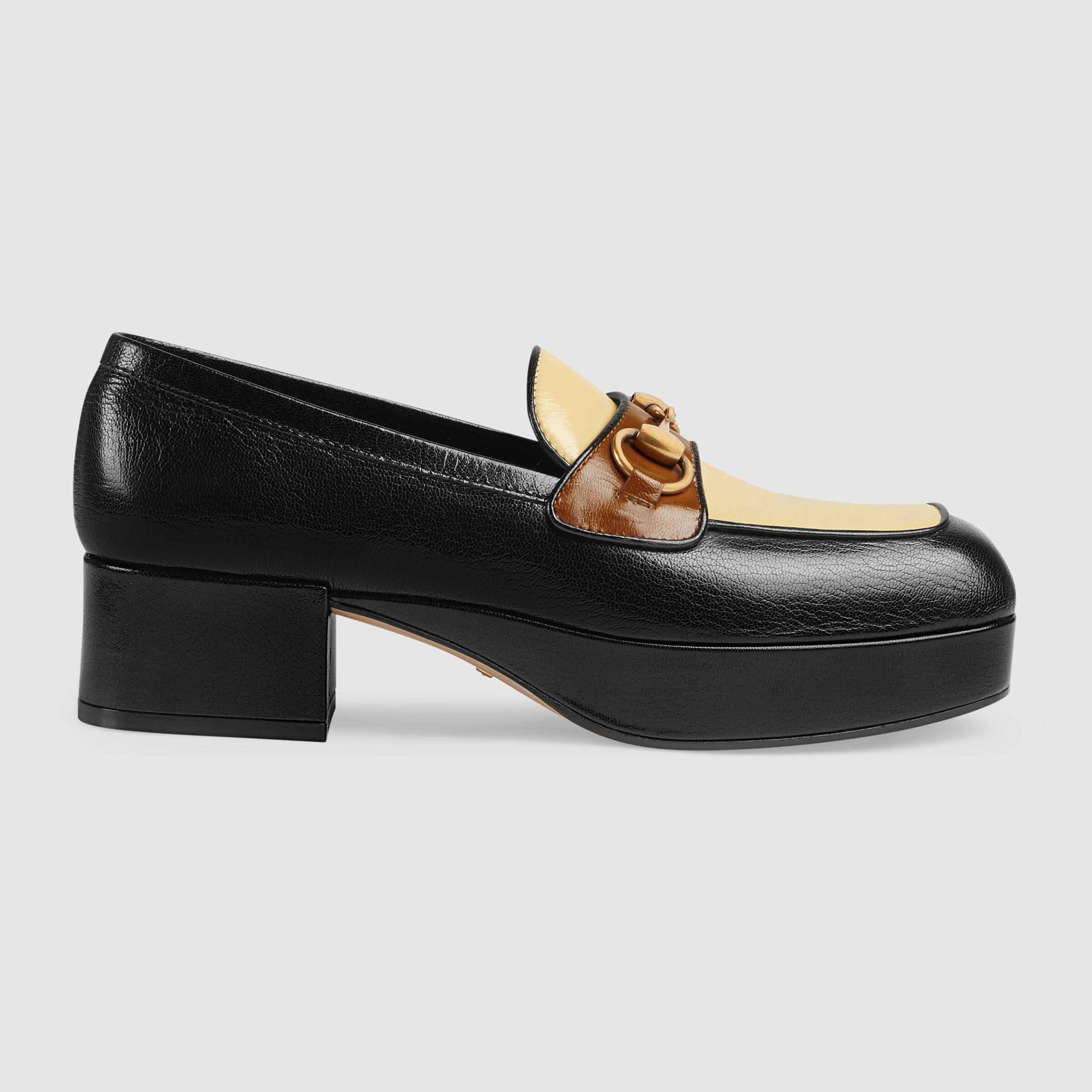 gucci leather platform loafer with horsebit