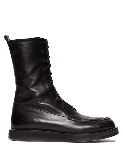 The Row Patty lace up leather combat boots