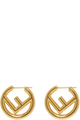Fendi F is For Hoop Earrings (Black/Yellow Gold) - ShopStyle