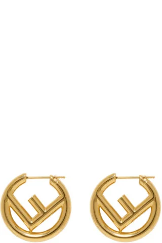 Fendi F Is Fendi Hoop Earrings - Gold-Tone Metal Hoop, Earrings - FEN289752