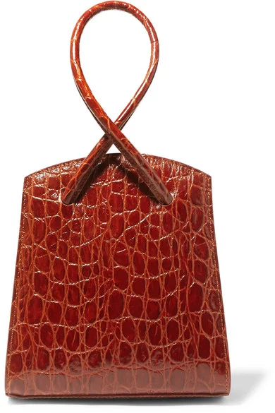 Slanted croc embossed leather bag - Little Liffner - Women