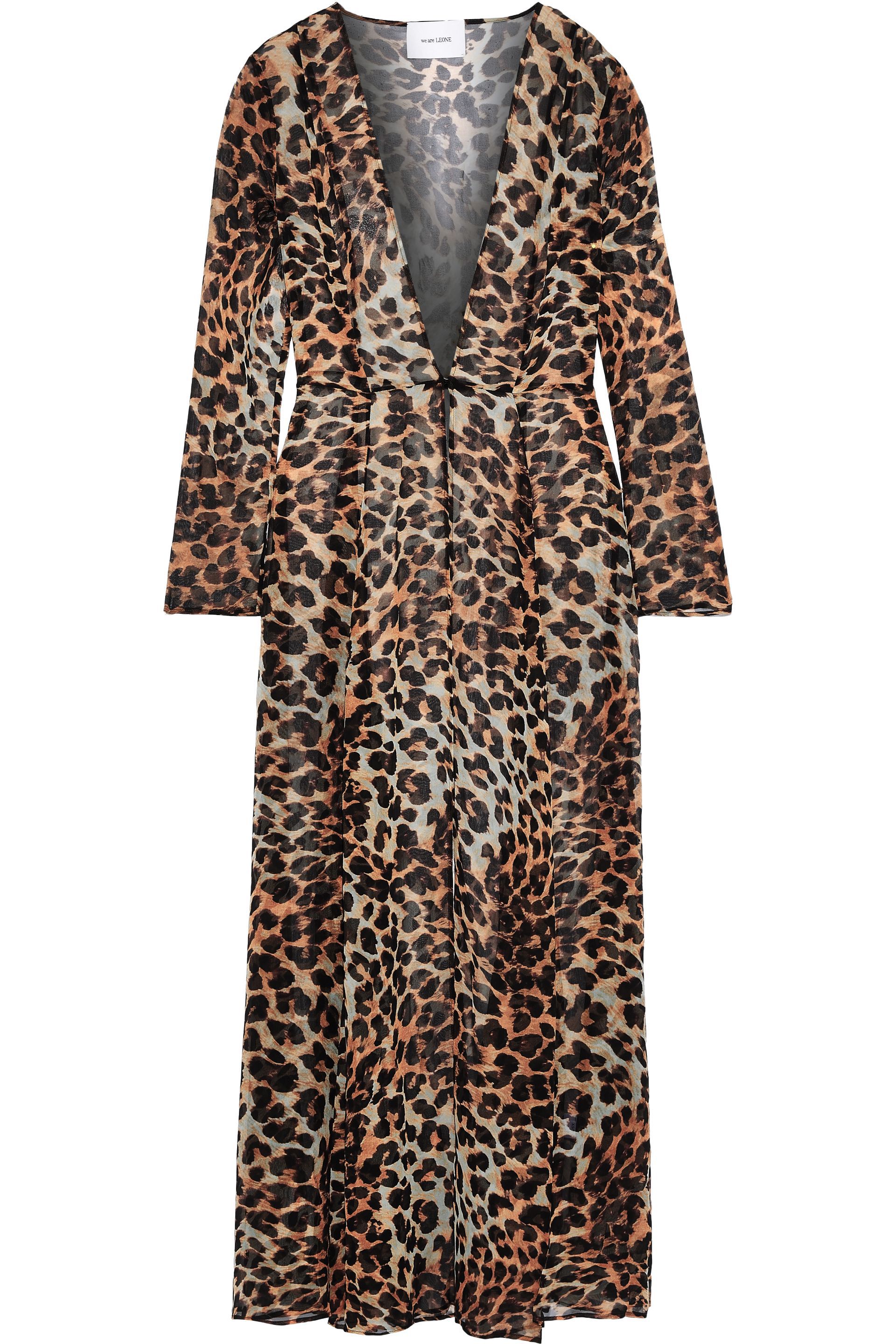 We Are Leone + Leopard Silk-Chiffon Robe