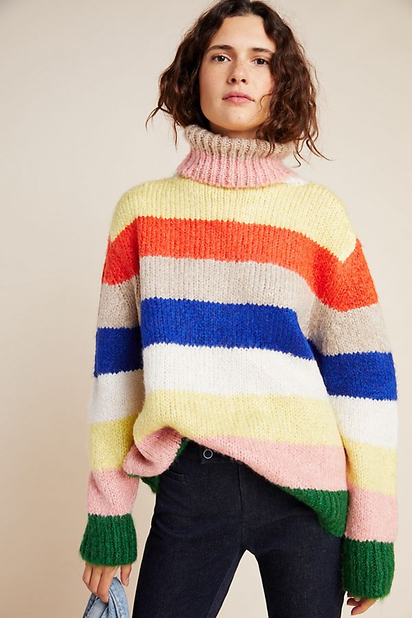 Anthropologie + Gloria Striped Turtleneck Sweater