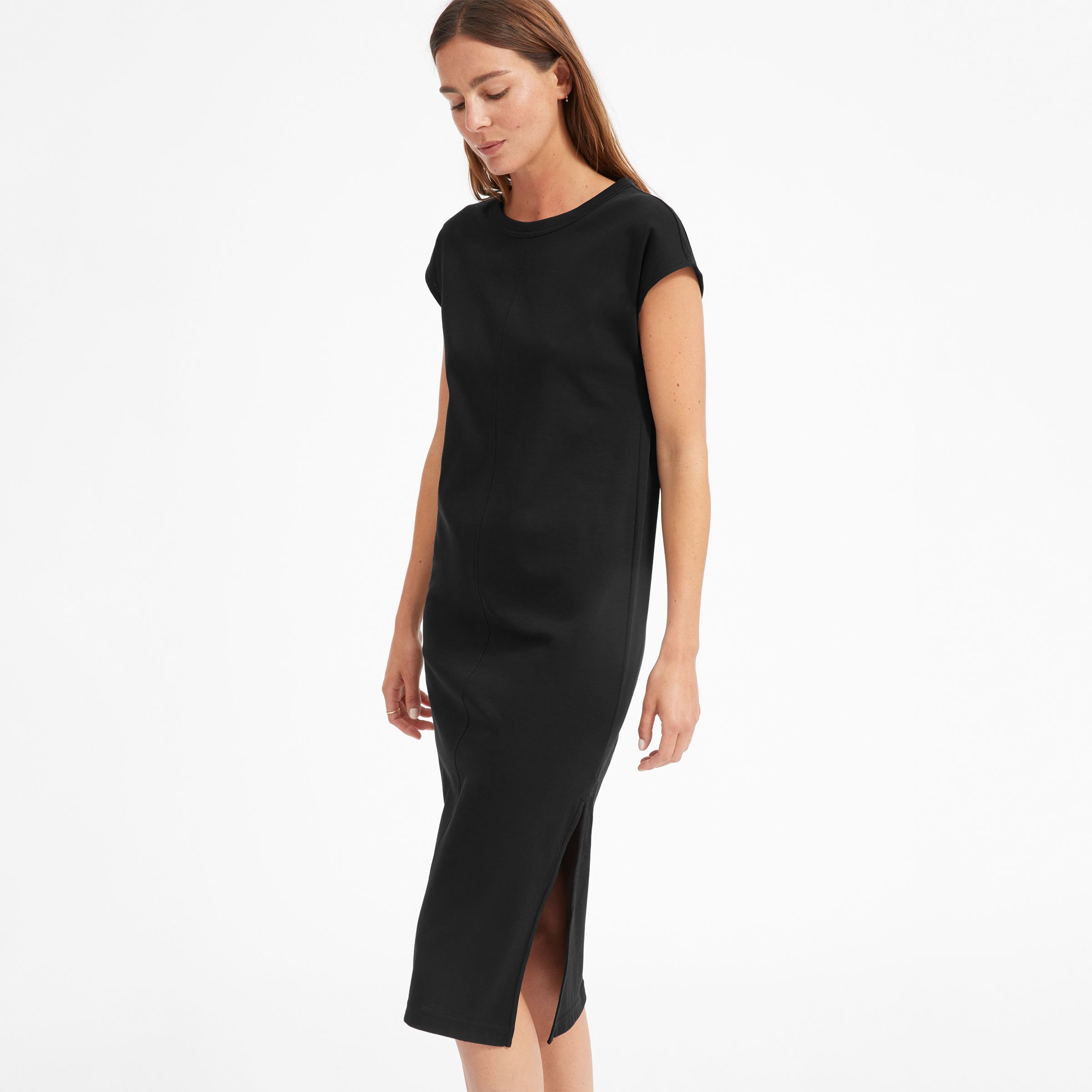 Everlane + The Luxe Cotton Side-Slit Tee Dress