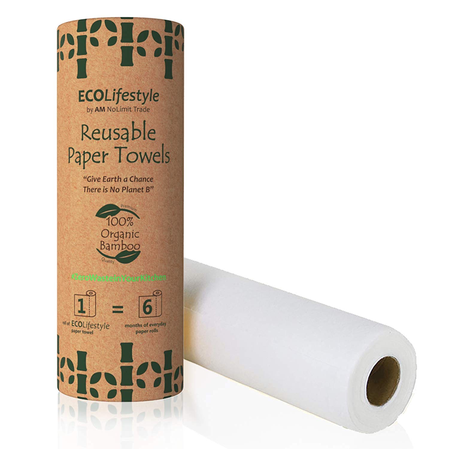 Ecolifestyle Reusable Bamboo Paper Towels washable | 3 Rolls of washable  paper towels with 20 Sheets each | Kitchen Cleaning Rolls Alternative