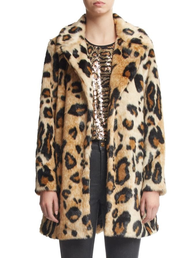 scoop leopard coat