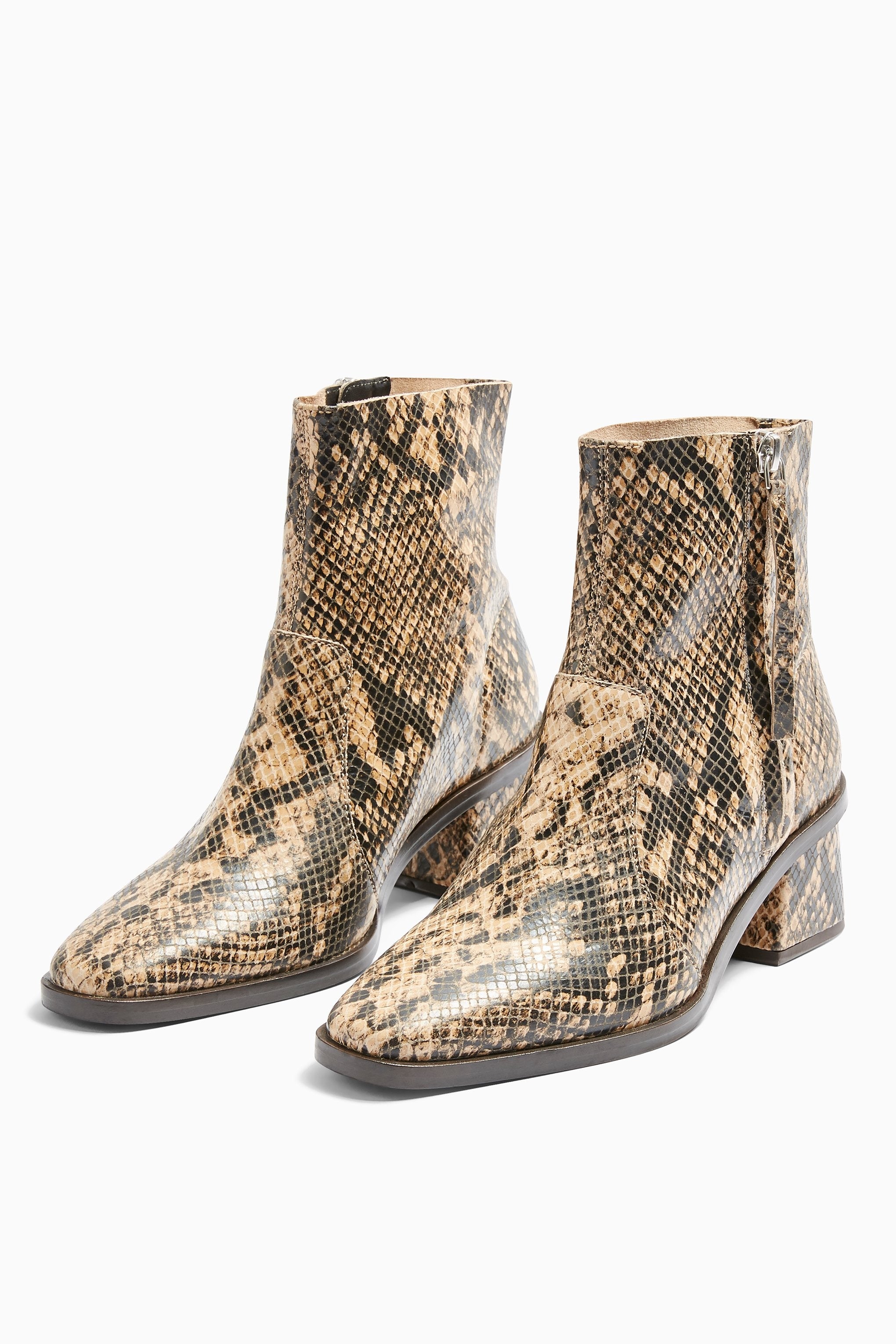 Topshop + MARGOT Leather Snake Mid Boots
