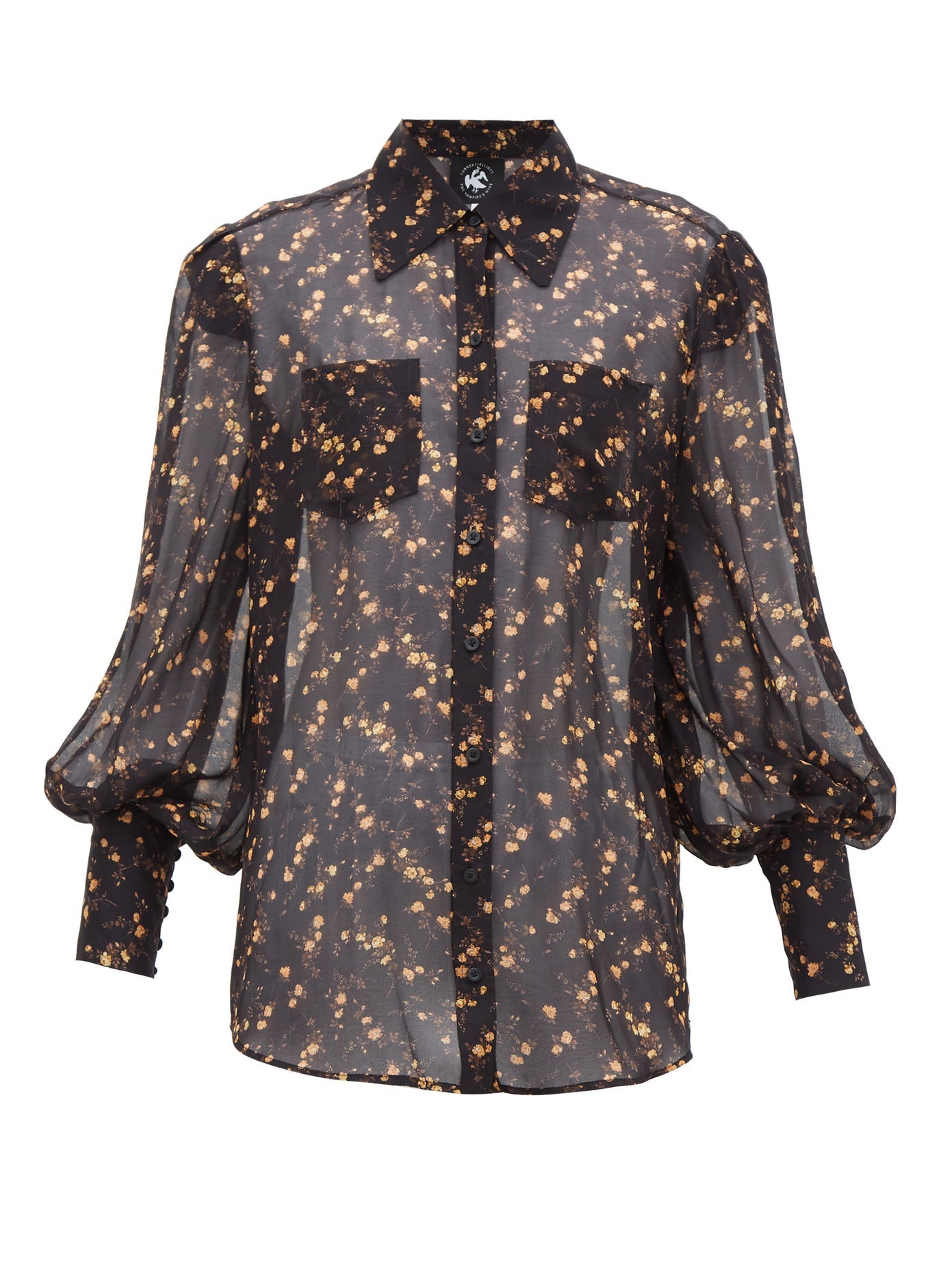 Current/Elliott X Vampires Wife + Runway Floral-Print Sheer Chiffon Shirt