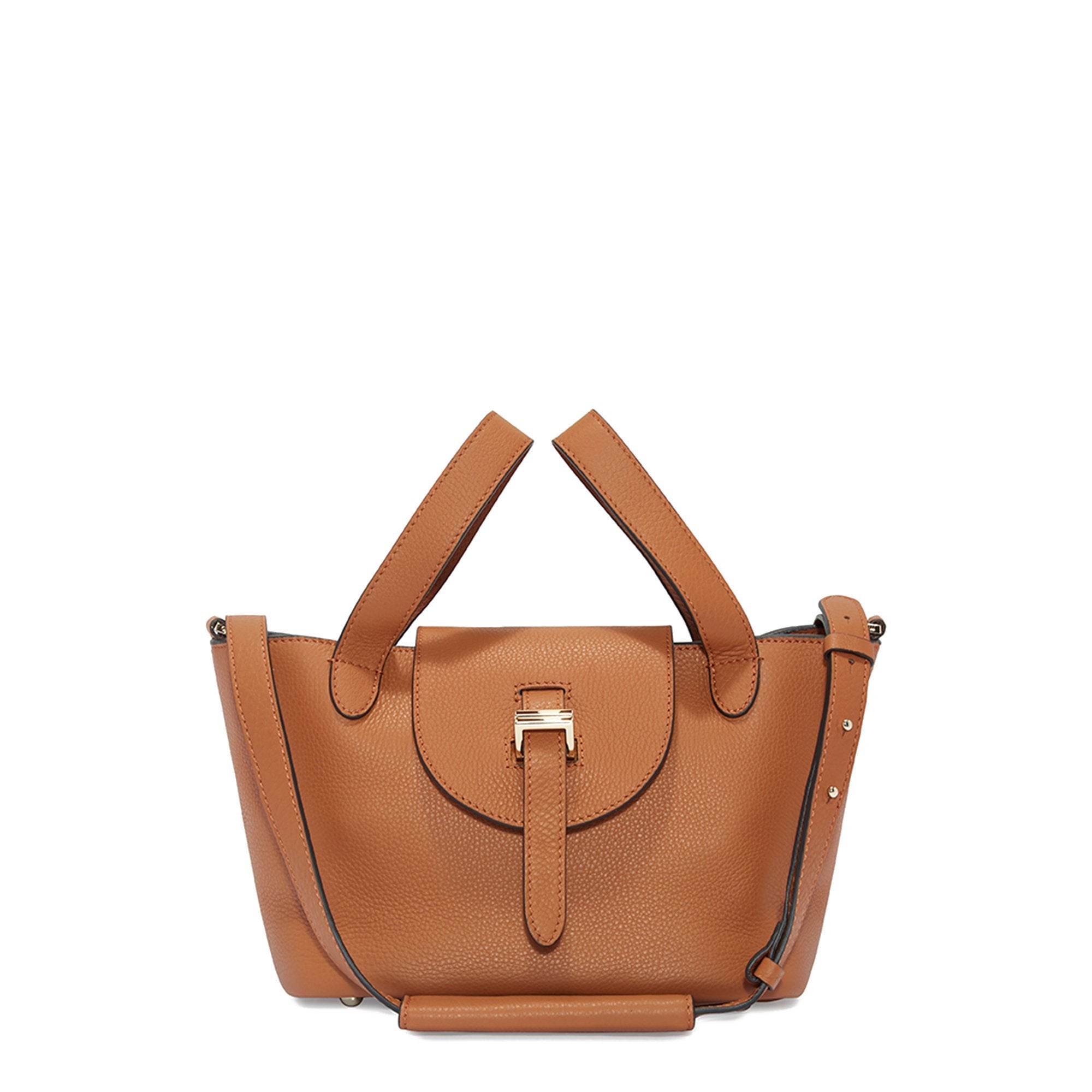 Meli Melo Thela Color Block Small Tan Leather Satchel Ladies Bag