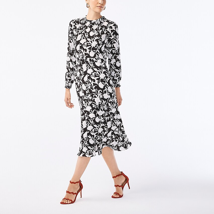 j crew ruffle neck peasant dress