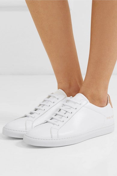 Common Projects + Retro Metallic-Paneled Leather Sneakers