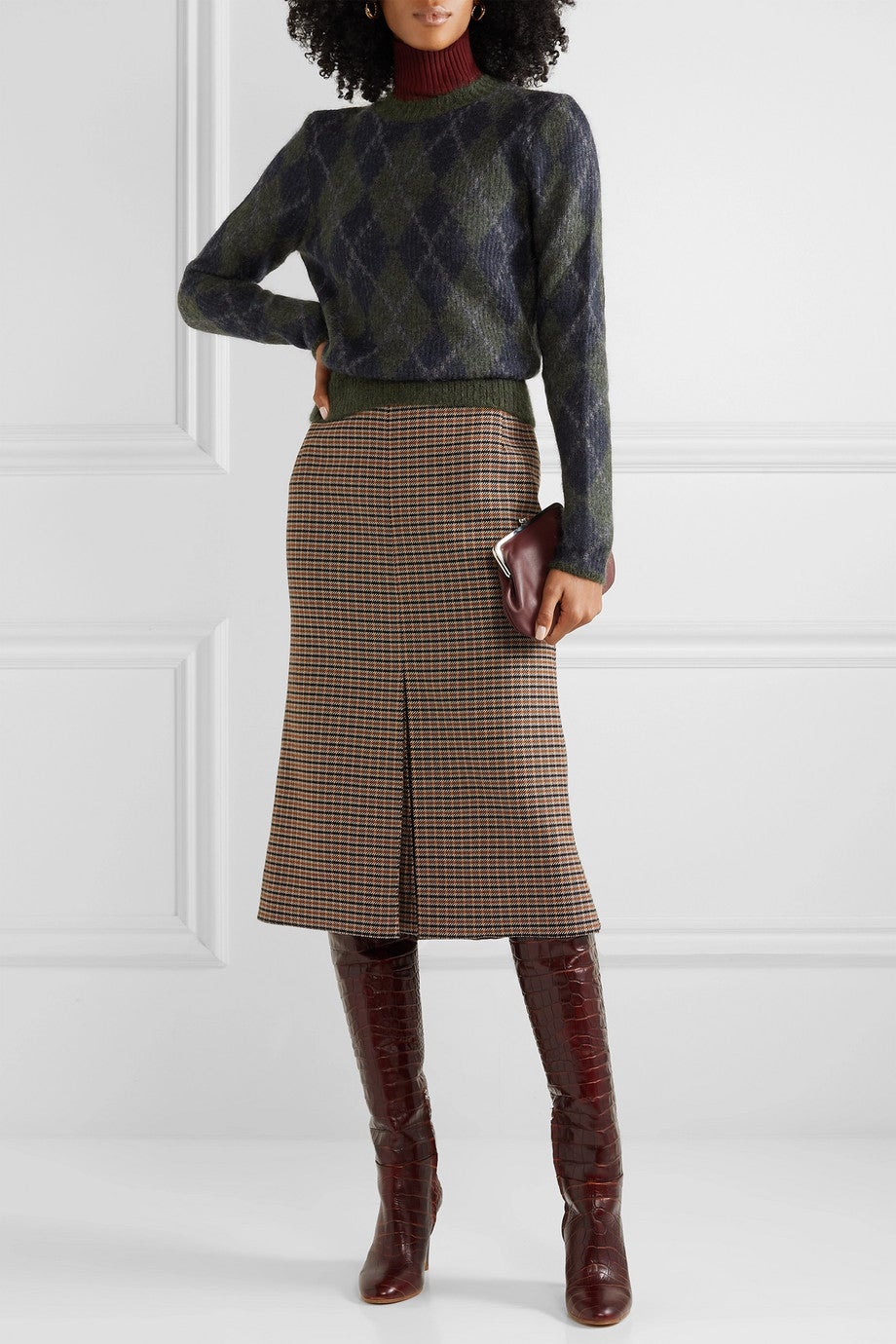 Victoria Beckham + Argyle mohair-blend sweater